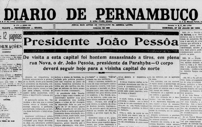 Há 90 anos, João Pessoa era assassinado no Recife; Data inspira revisão histórica